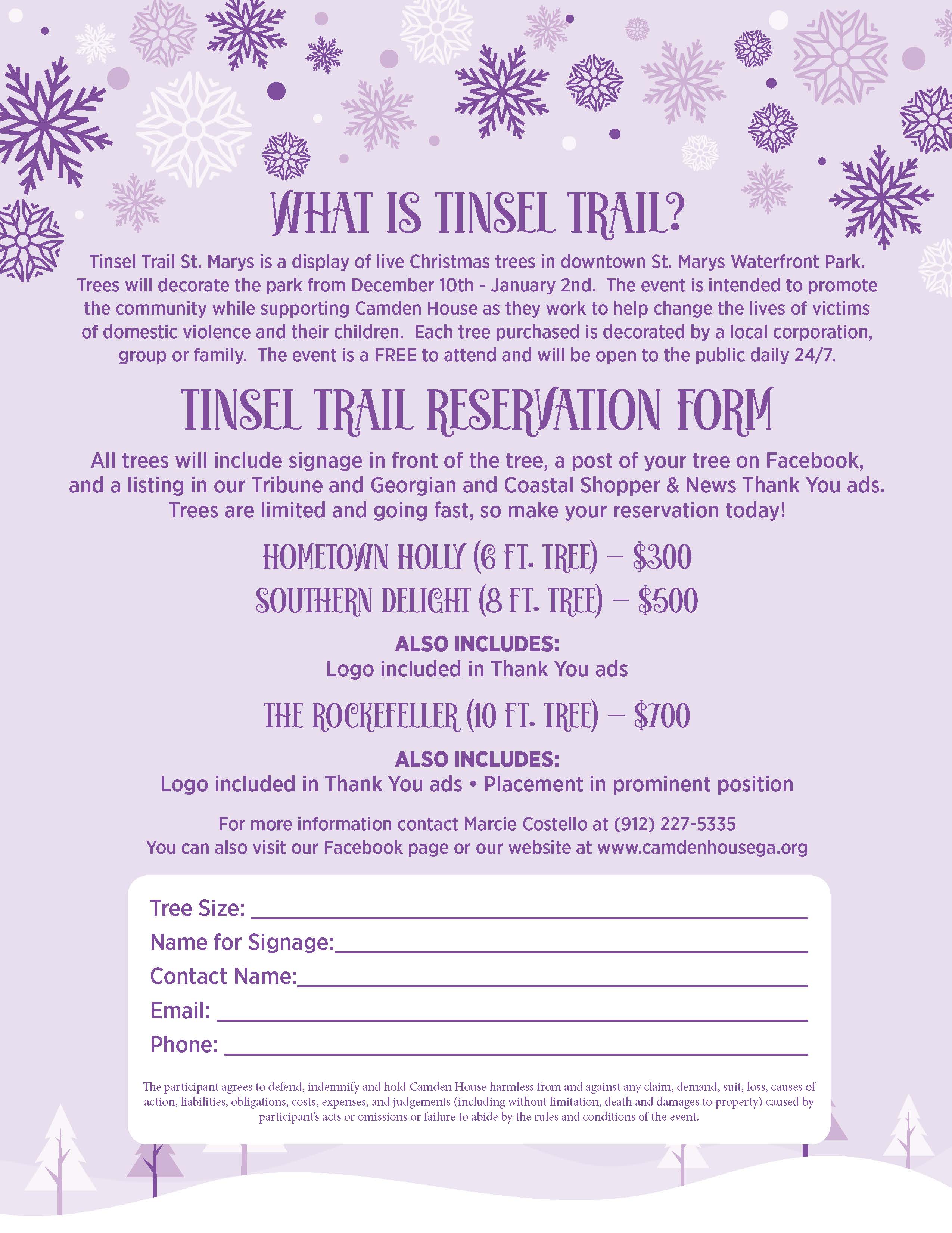 Tinsel Trail Reservation Form