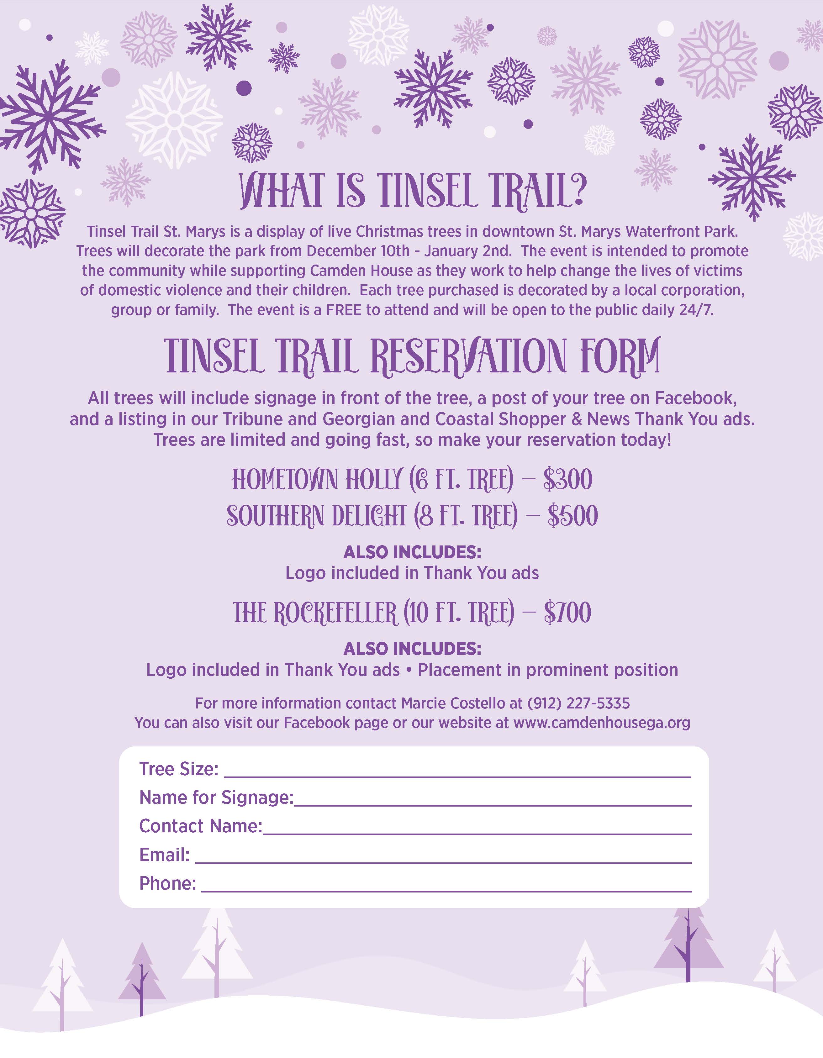 Tinsel Trail Reservation Form